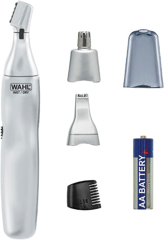 3-in-1 Cordless Trimmer Set for Ear, Nose & Facial Hair with Precision Steel Blades.