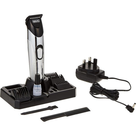 Cordless Silver Trimmer with 13 Cutting Lengths & Stainless Steel Blades.